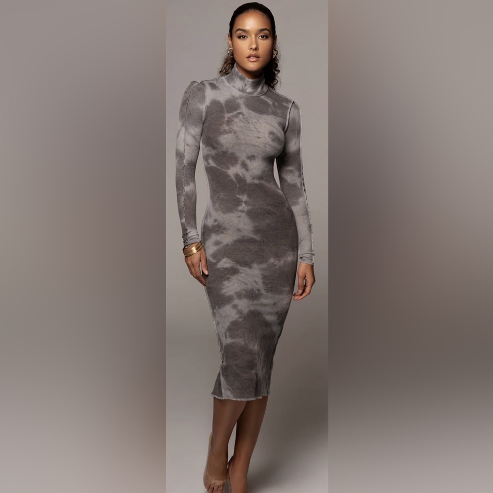 Jluxlabel charcoal eccentric waffle knit dress